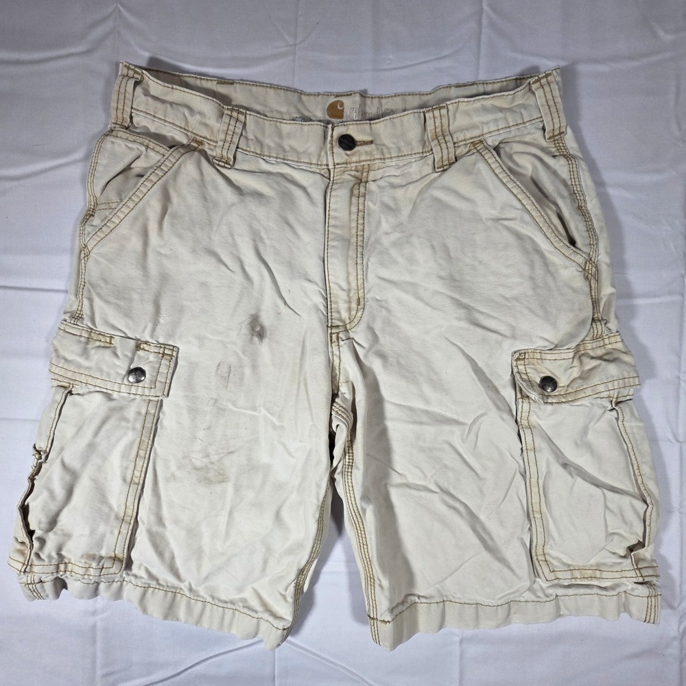 Carhartt Mens Relaxed Fit Canvas Cargo Shorts Tan Size 34